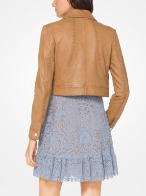 Michael kors cropped leather on sale jacket