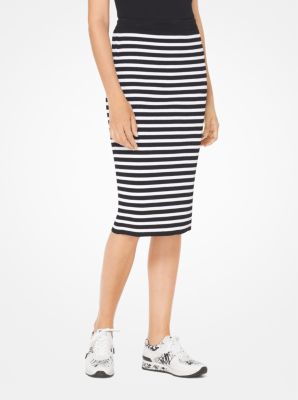 Striped Stretch-Viscose Pencil Skirt 