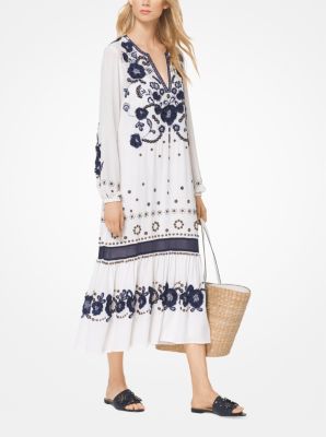 Floral Embroidered Silk Dress | Michael 