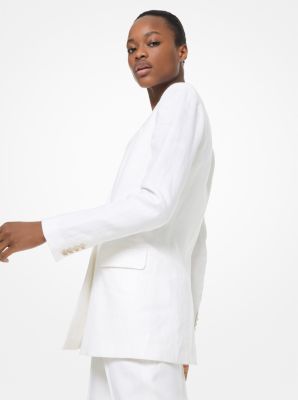 Michael kors white linen hot sale blazer