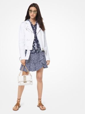 Chaqueta de lino tipo motociclista