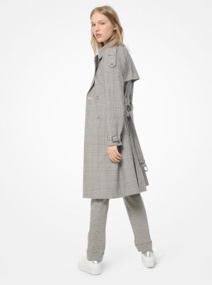 glen plaid wool trench