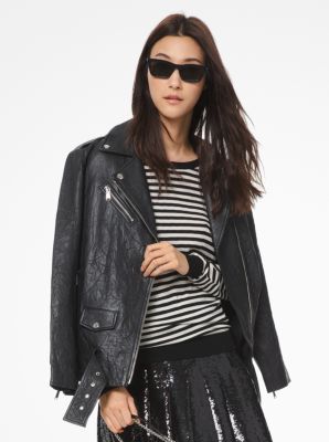 Michael michael kors deals crinkled leather moto jacket