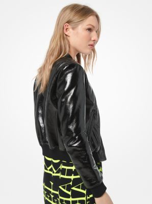 Patent leather bomber on sale jacket