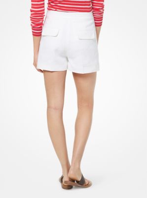 Pantalones cortos de lino lavado con pliegues