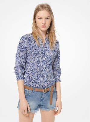 Coral Mosaic Georgette Blouse