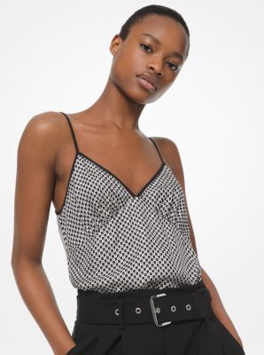 Checkerboard Logo Silk-Twill Camisole | Michael Kors