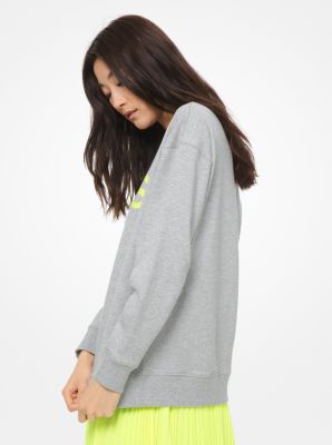 Neon Logo Print Cotton-Terry Sweatshirt