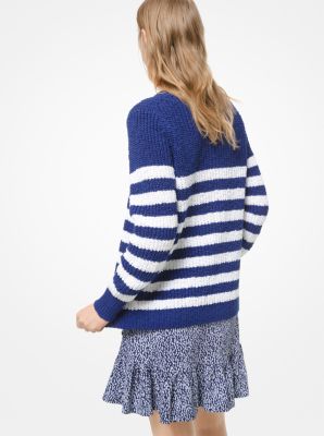 Striped Slub-Knit Cotton Sweater