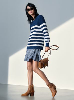 Striped Slub-Knit Cotton Sweater