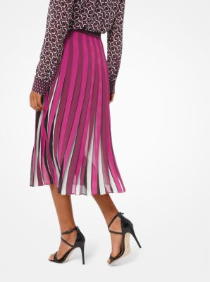 Striped Georgette Pleated Skirt 