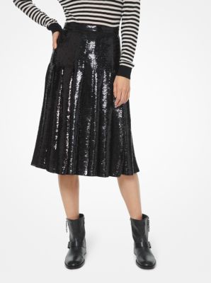 Sequined Georgette Pleated Skirt Michael Kors Canada