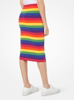 Rainbow Stretch-Viscose Pencil Skirt