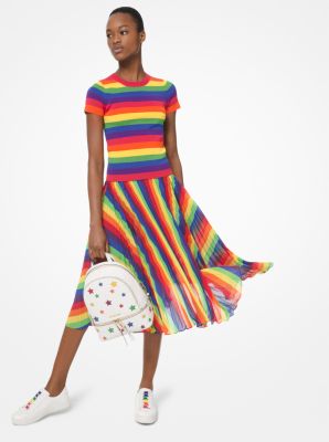 Rainbow Georgette Pleated Skirt 