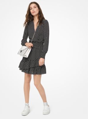 michael kors printed ruffle dress