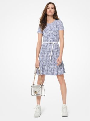 Embroidered Medallion-Print Matte-Jersey Slip Dress