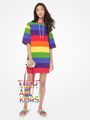 Rainbow Cotton-terry Hoodie Dress 