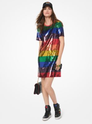Rainbow Sequined Cotton-Jersey T-Shirt 