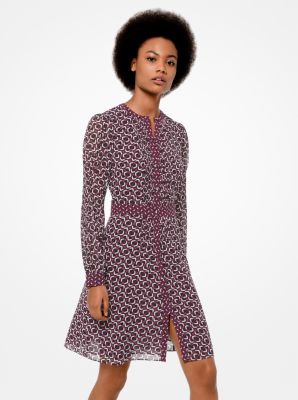 Geometric-Print Georgette Shirtdress image number 0