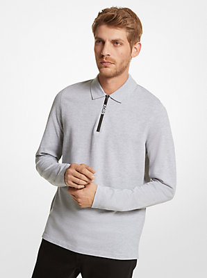 Cotton Long-Sleeve Polo Shirt