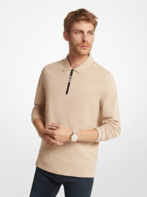 Cotton Long-Sleeve Polo Shirt