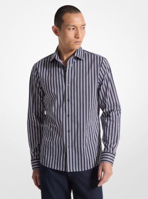 Slim-Fit Stretch Cotton Blend Striped Shirt image number 0