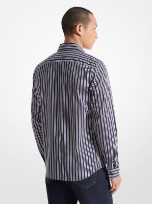 Chemise à rayures en mélange de coton extensible à coupe ajustée