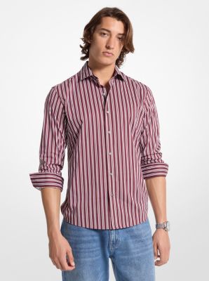 Slim-Fit Stretch Cotton Blend Striped Shirt