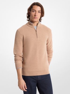 Michael Kors Wool Half-zip Sweater In Brown