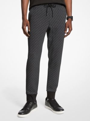 Michael Kors Signature Logo Print Cotton Blend Joggers In Gray