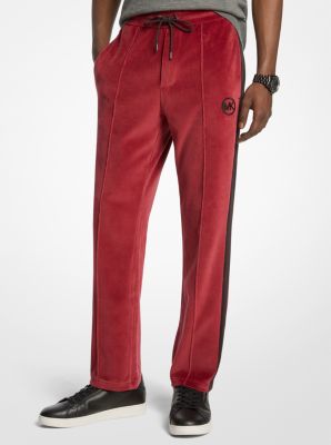 Michael Kors Stripe Velour Joggers In Pink