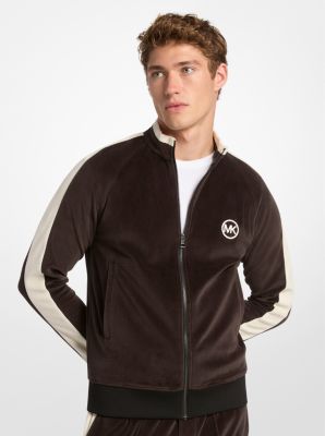 Stripe Velour Zip-Up Jacket