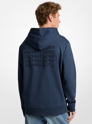 Embossed Logo Cotton Blend Hoodie in MIDNIGHT | Michael Kors