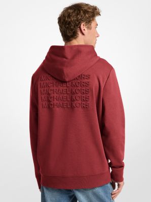 Embossed Logo Cotton Blend Hoodie in CHERRY | Michael Kors