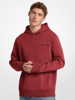 Michael Kors Embossed Logo Cotton Blend Hoodie In Red