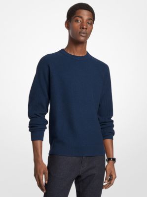 Michael Kors Wool Blend Crewneck Sweater In Blue
