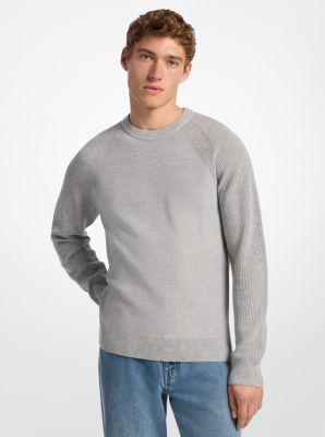 Michael Kors Wool Blend Crewneck Sweater In Gray