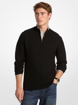 Michael Kors Wool Blend Quarter-zip Sweater In Black