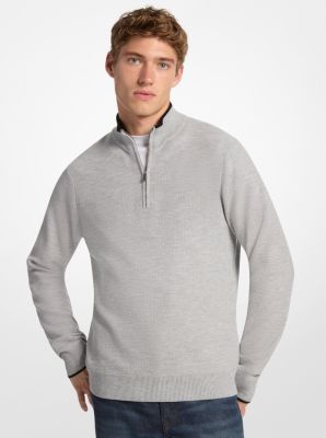Michael Kors Wool Blend Quarter-zip Sweater In Gray