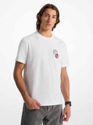Camiseta de algod&oacute;n con adornos in BLANCO BRILLANTE | Michael Kors