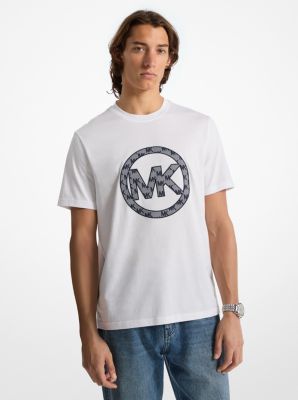 T-shirt en jacquard de coton à breloque à logo