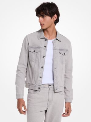 Michael Kors Stretch Denim Trucker Jacket In Gray