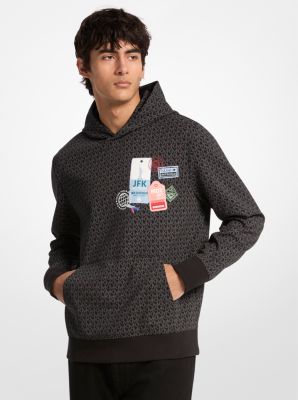 Hoodie en mélange de coton à logo Signature et à ornements in NOIR | Michael Kors