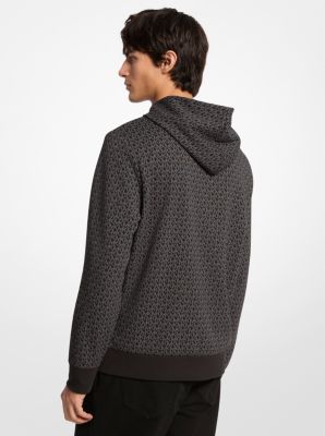 Hoodie en mélange de coton à logo Signature et à ornements in NOIR | Michael Kors