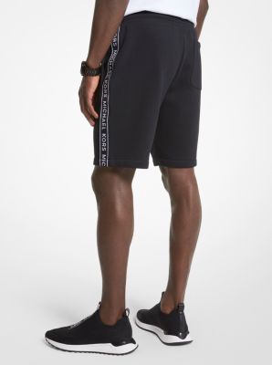 Short de jogging en mélange de coton à bande à logo