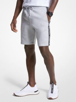 Short de jogging en mélange de coton à bande à logo