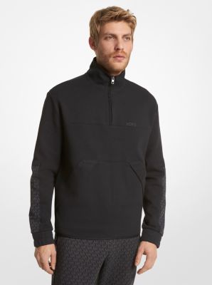 Logo Trim Cotton Blend Half-Zip Sweatshirt