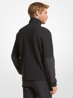Logo Trim Cotton Blend Half-Zip Sweatshirt | Michael Kors