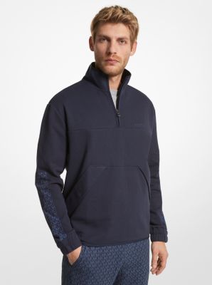 Logo Trim Cotton Blend Half-Zip Sweatshirt
