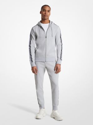 Hoodie en mélange de coton à bande à logo